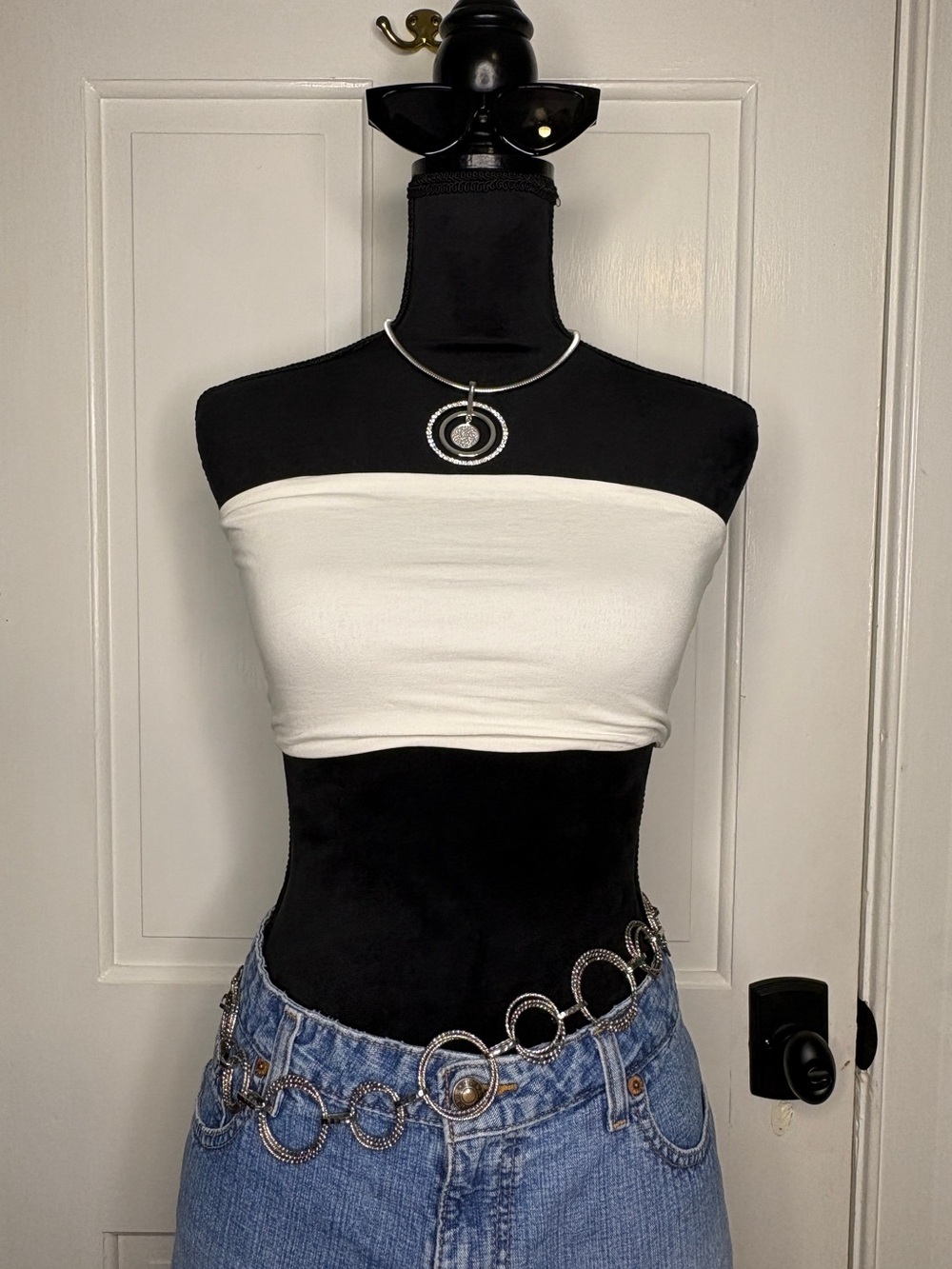 2 Strapless Tube Tops - White and Green